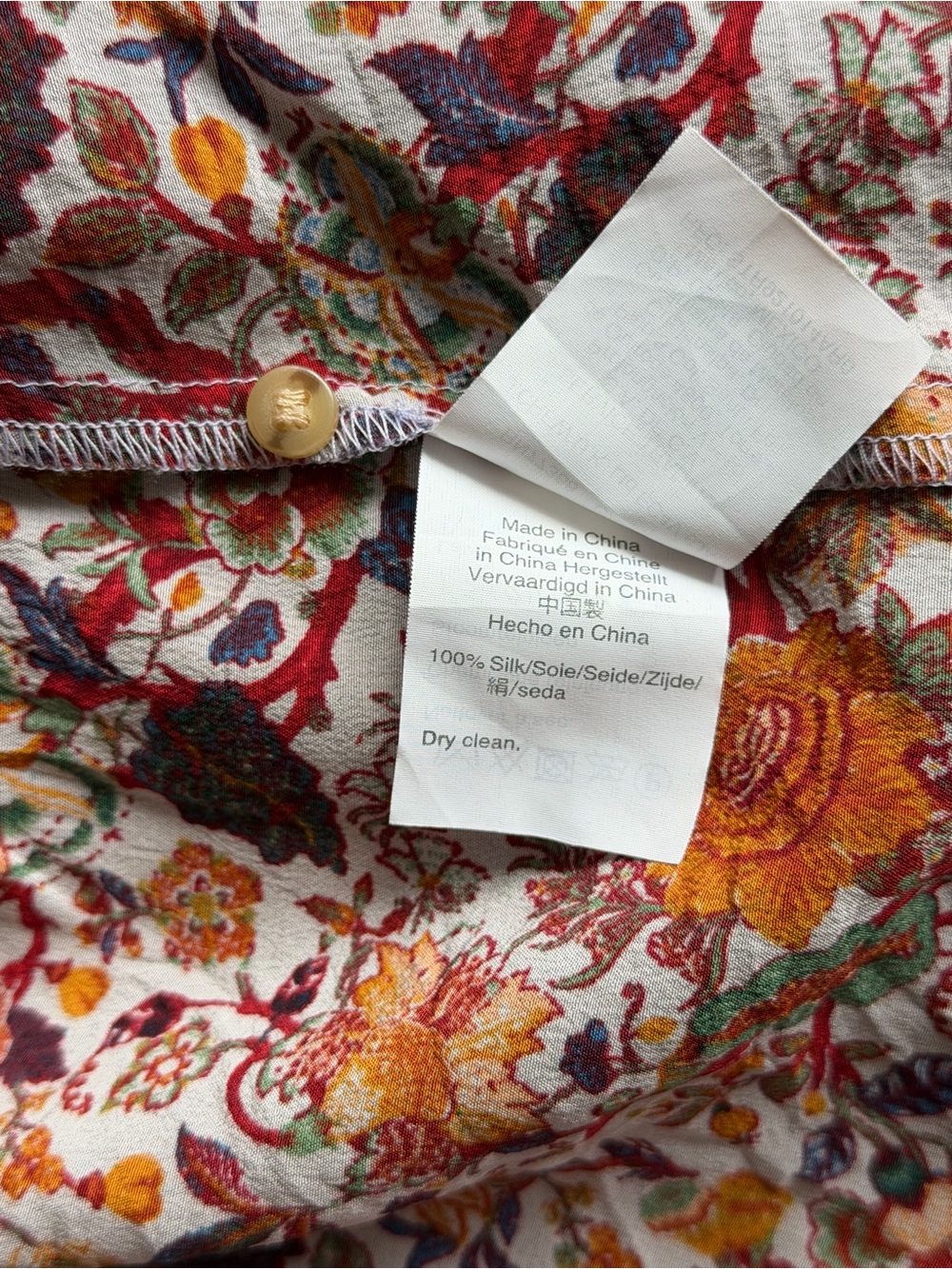 Madewell x Karen Walker 100% Silk Top Floral red orange Blouse - Picture 15 of 16